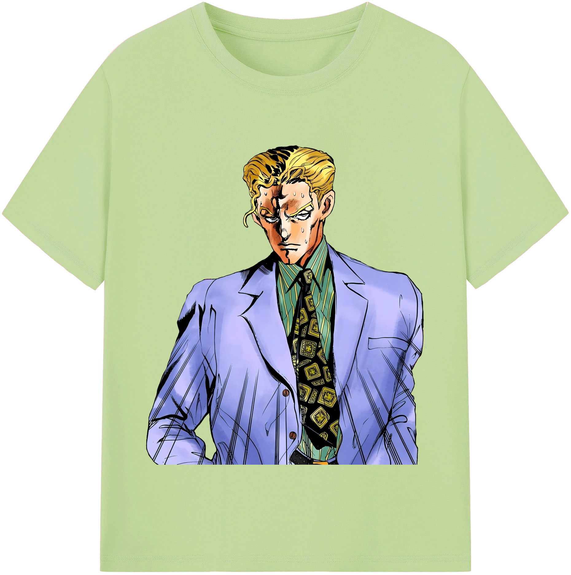 （画像用） ジョジョの奇妙な冒険 きら よしかげ JoJo's Bizarre Adventure Kira Yoshikage 綿100％半袖Tシャツ（フロントプリント）